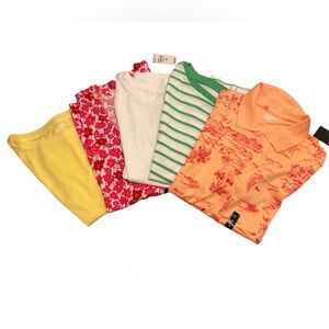 NWT Set of 5 Lands End Polo and Boat Neck T-Shirts - Size M